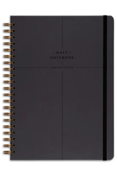 20x28 Cm A4 Hard Cover Notebook with Elastic Band and Spiral Binding, Squared - 5