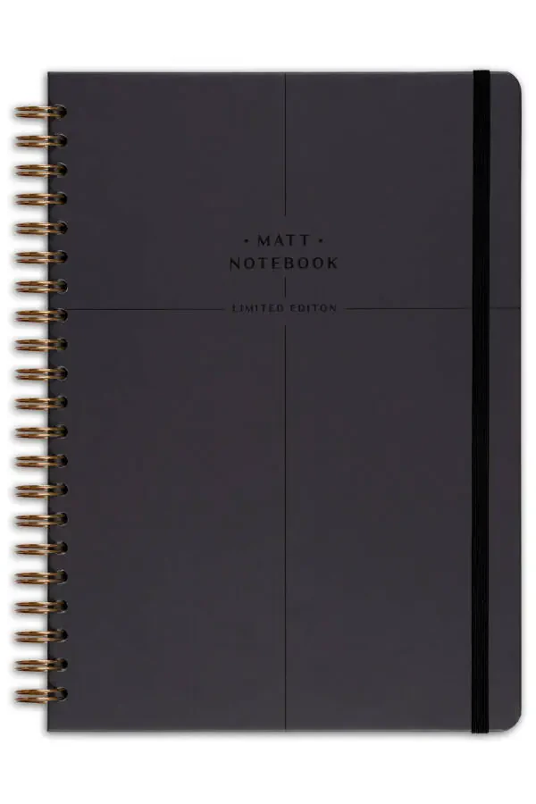 20x28 Cm A4 Hard Cover Notebook with Elastic Band and Spiral Binding, Squared - 5