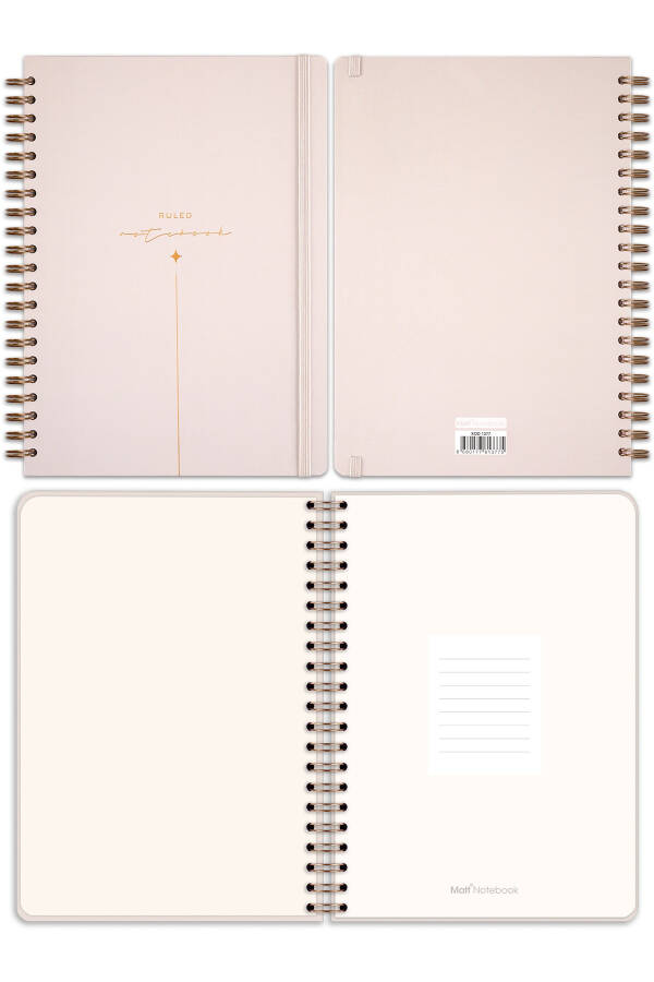 20x28 Cm A4 Hard Cover Notebook with Elastic Closure, Ruled, Beige - 6