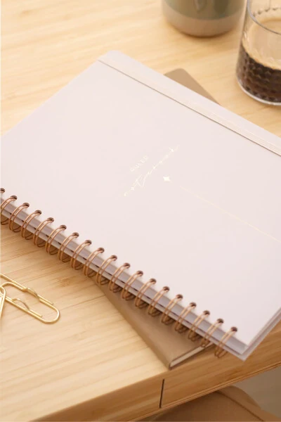 20x28 Cm A4 Hard Cover Notebook with Elastic Closure, Ruled, Beige - Modazone (1)