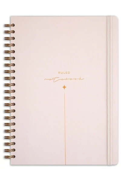 20x28 Cm A4 Hard Cover Notebook with Elastic Closure, Ruled, Beige - 5