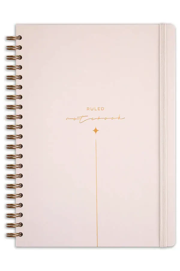 20x28 Cm A4 Hard Cover Notebook with Elastic Closure, Ruled, Beige - 5