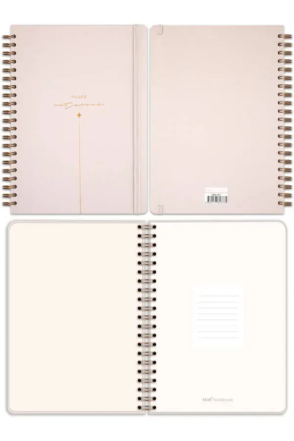 20x28 Cm A4 Hard Cover Notebook with Elastic Closure, Ruled, Beige - 6