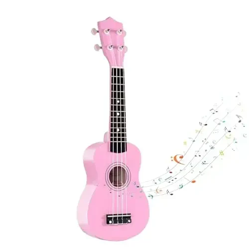 21 Inch Wooden Kids Toddler Child Children Acoustic Guitar Musical Instruments Ideal for 3-9 Year Old Boys Girls Gifts (Pink) 