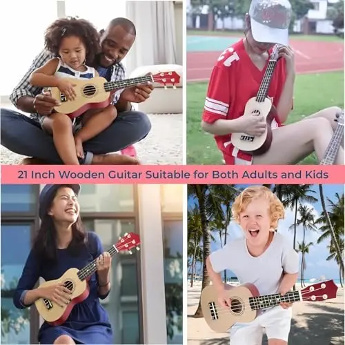 21 Inch Wooden Kids Toddler Child Children Acoustic Guitar Musical Instruments Ideal for 3-9 Year Old Boys Girls Gifts (Burlywood) - 5