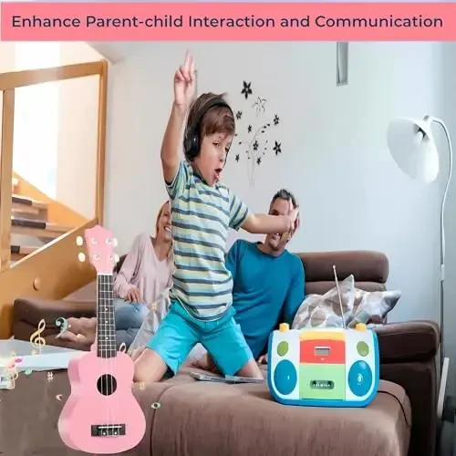 21 Inch Carbon Fibre Kids Toddler Child Children Acoustic Guitar Ukulele Musical Instruments Ideal for 3-9 Year Old Boys Girls Gifts (Pink) - 3