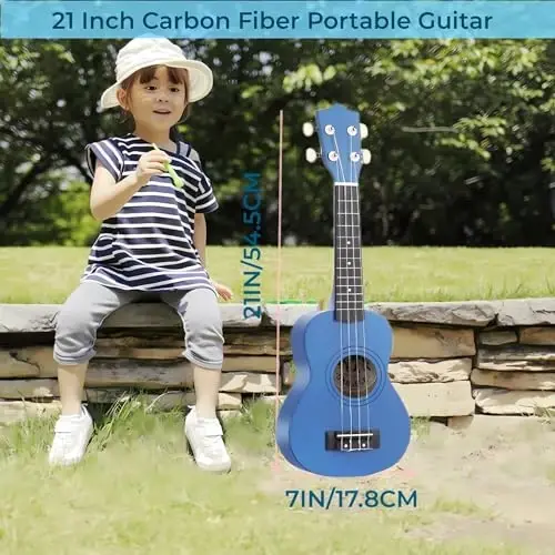 21 Inch Wooden Kids Toddler Child Children Acoustic Guitar Musical Instruments Ideal for 3-9 Year Old Boys Girls Gifts (Blue) - 4