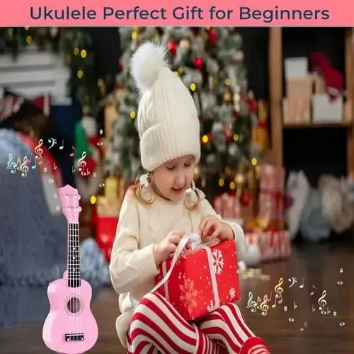 21 Inch Wooden Kids Toddler Child Children Acoustic Guitar Musical Instruments Ideal for 3-9 Year Old Boys Girls Gifts (Pink) - 6