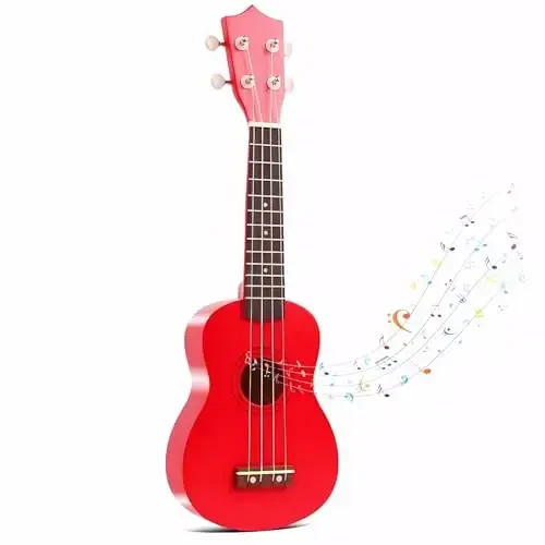 21 Inch Wooden Kids Toddler Child Children Acoustic Guitar Musical Instruments Ideal for 3-9 Year Old Boys Girls Gifts (Red) - 21
