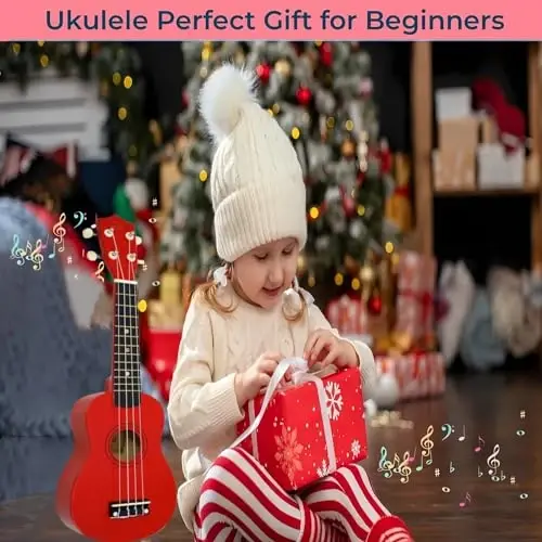 21 Inch Wooden Kids Toddler Child Children Acoustic Guitar Musical Instruments Ideal for 3-9 Year Old Boys Girls Gifts (Red) - 6