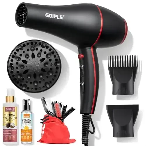 21Pcs Professional Hair Dryer Kit - Ionic, Lightweight, Low Noise, Constant Temperature, 1800W Blow Dryer for Women and Men - Includes Hair Dryer, Nozzles, and Accessories Set - 5