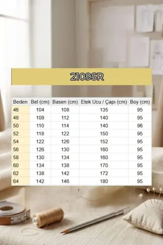 2109Sr Cepte Yıldız Düğme Detaylı Keten Etek - Haki - BÜYÜKBEDENIZ (1)