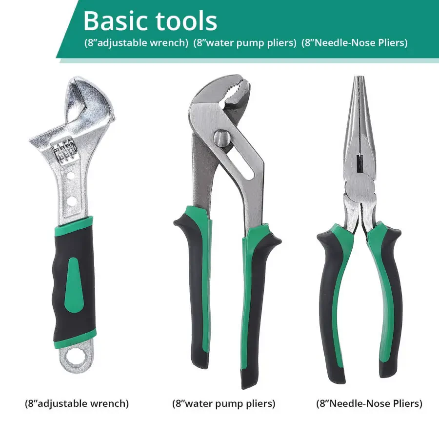 213 Piece Mechanic Tool Set and Socket Wrench Set, SAE and Metric Household Hand Tool Kit, Cr-V Constructed, Home/Auto Repair Tool Sets with Storage Case - 5