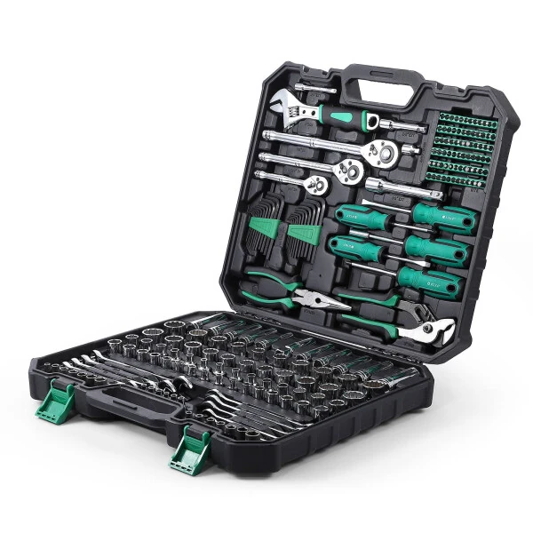 213 Piece Mechanic Tool Set and Socket Wrench Set, SAE and Metric Household Hand Tool Kit, Cr-V Constructed, Home/Auto Repair Tool Sets with Storage Case - 8
