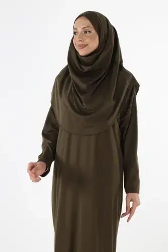 2133 - Цельное Нескользящее Платье Молельный Хиджаб с Косынкой - 4