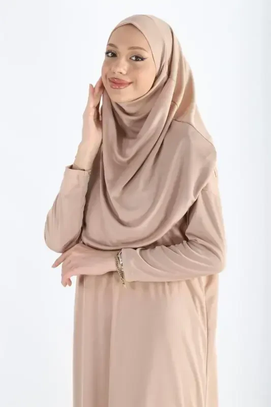 2133_One Piece Non-Slip Headscarf Namaz Tesettür Dress - 3