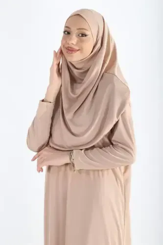 2133_One Piece Non-Slip Headscarf Namaz Tesettür Dress - 4