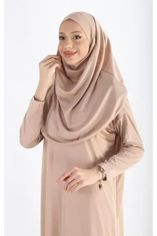 2133_One Piece Non-Slip Headscarf Namaz Tesettür Dress - 8