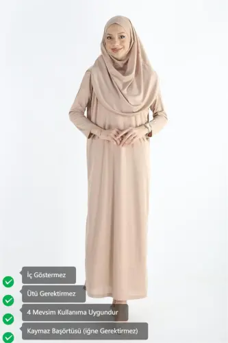 2133_One Piece Non-Slip Headscarf Namaz Tesettür Dress - PLISTRE (1)