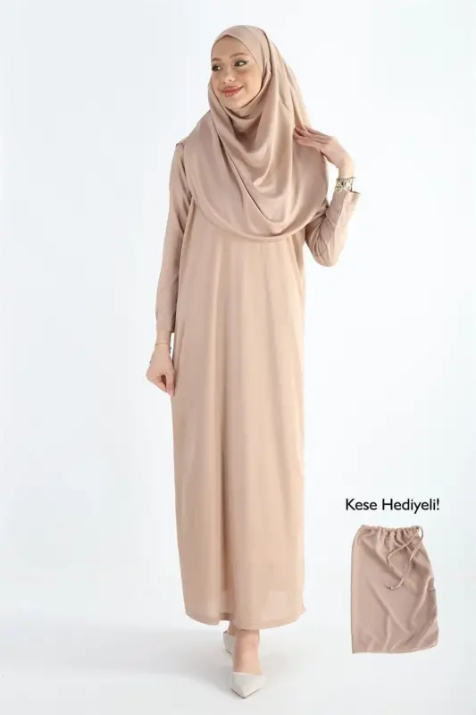 2133_One Piece Non-Slip Headscarf Namaz Tesettür Dress - 4