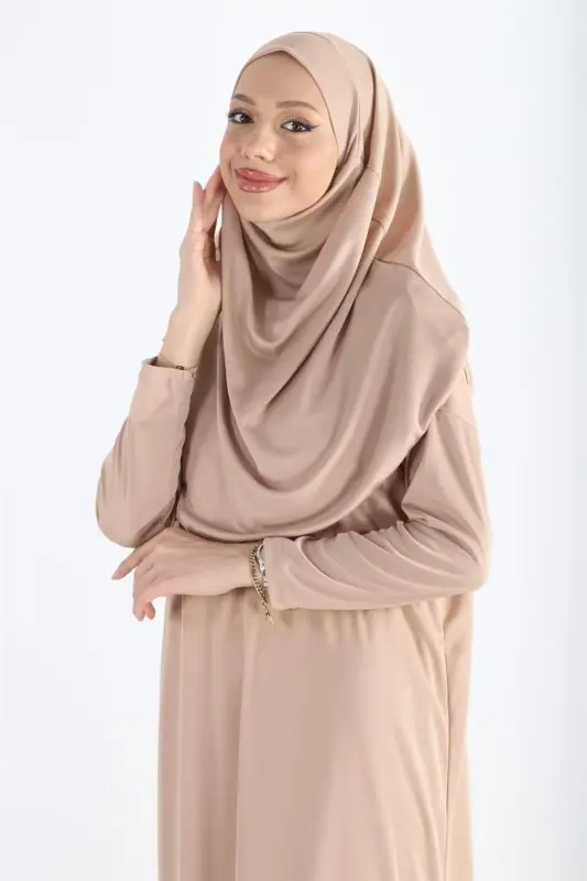 2133_One Piece Non-Slip Headscarf Namaz Tesettür Dress - 5