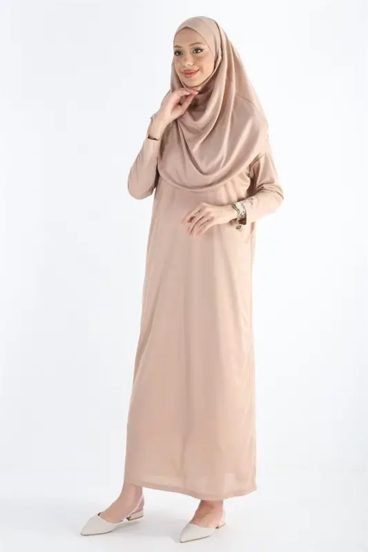2133_One Piece Non-Slip Headscarf Namaz Tesettür Dress - 6