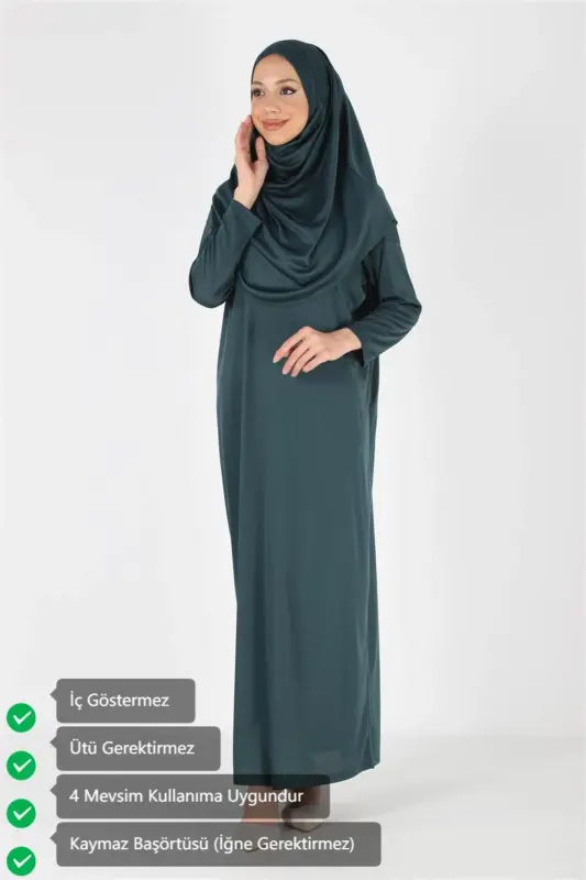 2133_One Piece Non-Slip Headscarf Prayer Abaya - 2