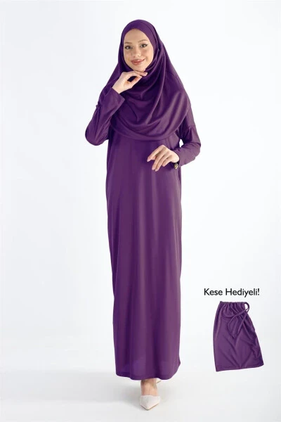 2133_One Piece Non-Slip Headscarf Prayer Abaya Dress - PLISTRE