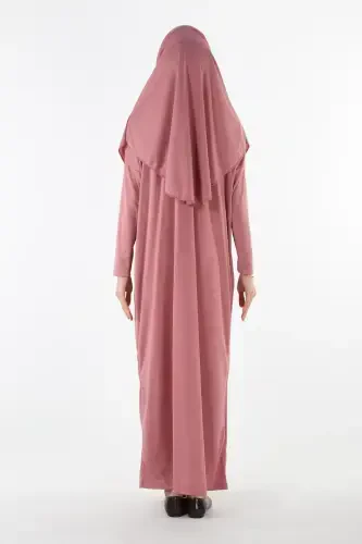 2133_One Piece Non-Slip Headscarf Prayer Dress Modest Dress Boneye Last-00433 Rose Ash - 5