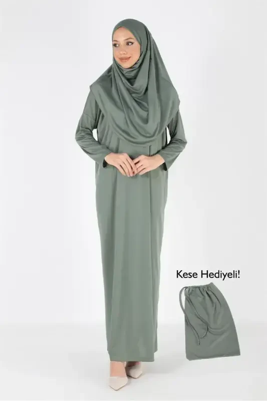 2133_Single Piece Non-Slip Headscarf Prayer Dress - PLISTRE