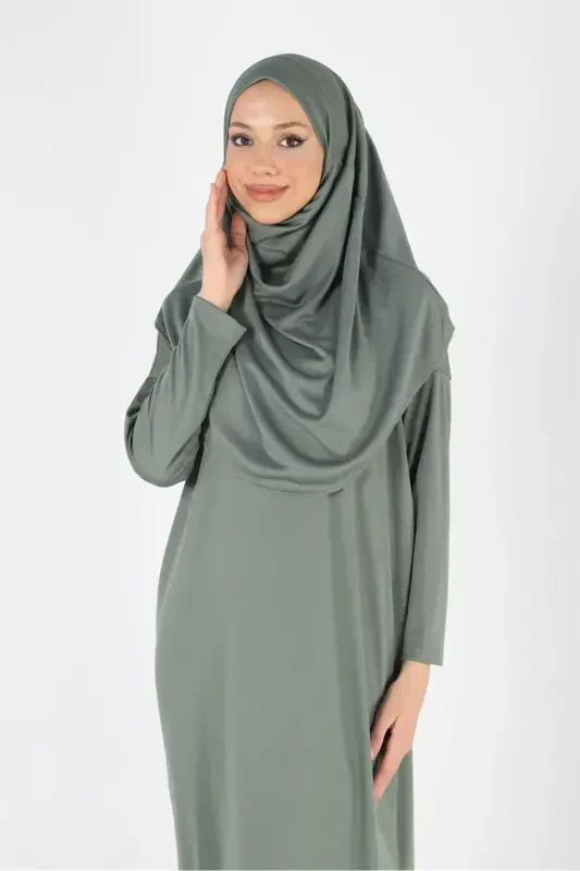 2133_Single Piece Non-Slip Headscarf Prayer Dress - 3