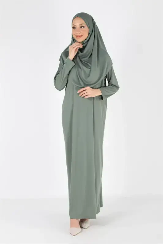 2133_Single Piece Non-Slip Headscarf Prayer Dress - 4