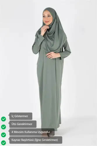 2133_Single Piece Non-Slip Headscarf Prayer Dress - 3