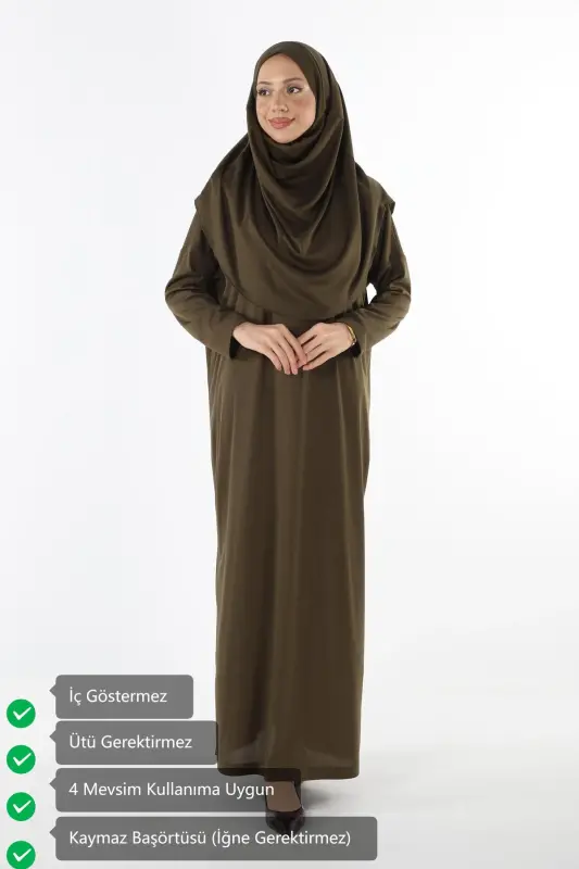 2133 - Solid Non-slip Headscarf Prayer Modest Dress - 2