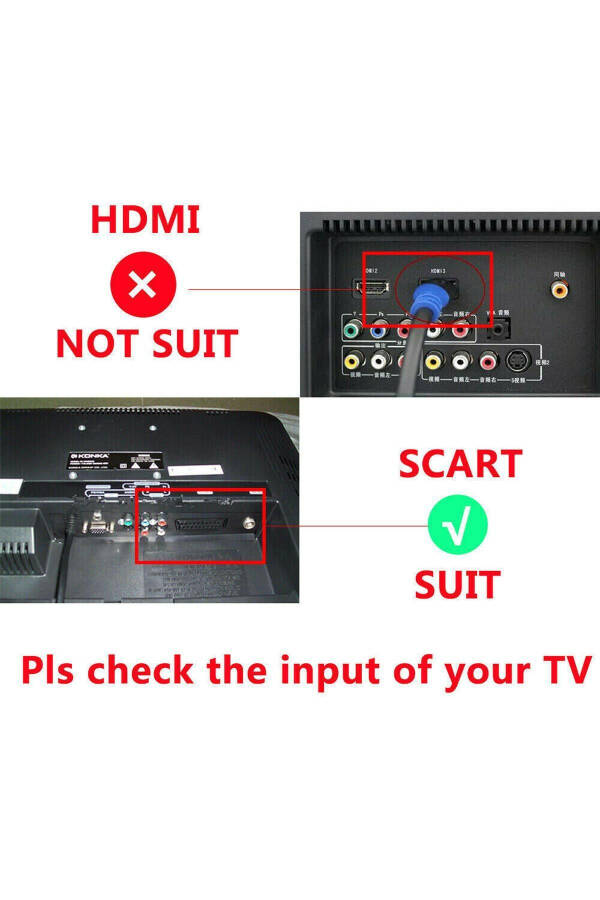 2164 HDMI to Scart AV Video TV Çevirici Dönüştürücü Adaptör Tüplü TV - 12