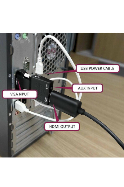 2170 Vga To Hdmi Converter Adapter Cable With Audio Support - 12