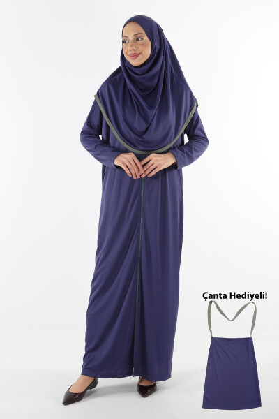 2199_ Abaya Prayer Dress with Headscarf and Zipper - 1