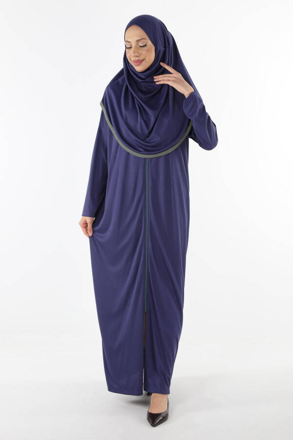 2199_ Abaya Prayer Dress with Headscarf and Zipper - 2