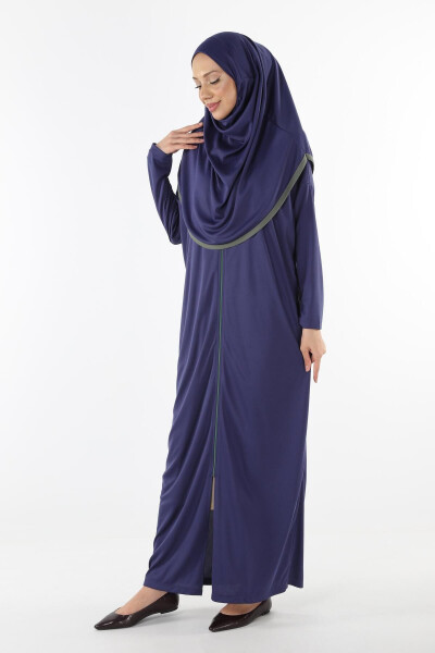 2199_ Abaya Prayer Dress with Headscarf and Zipper - 3