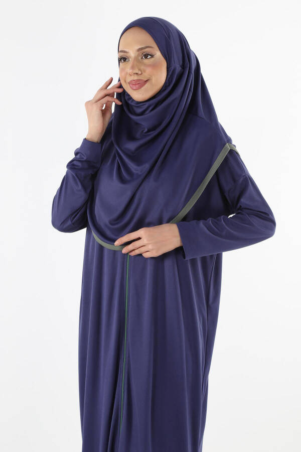 2199_ Abaya Prayer Dress with Headscarf and Zipper - 4