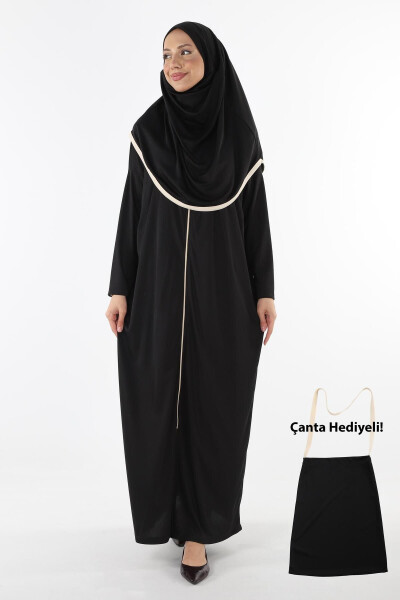 2199_ Headscarf Abaya Dress Prayer Outfit with Zipper - 1