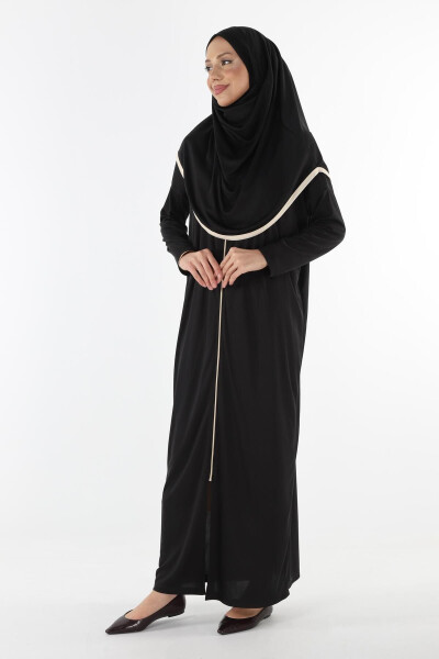 2199_ Headscarf Abaya Dress Prayer Outfit with Zipper - 2