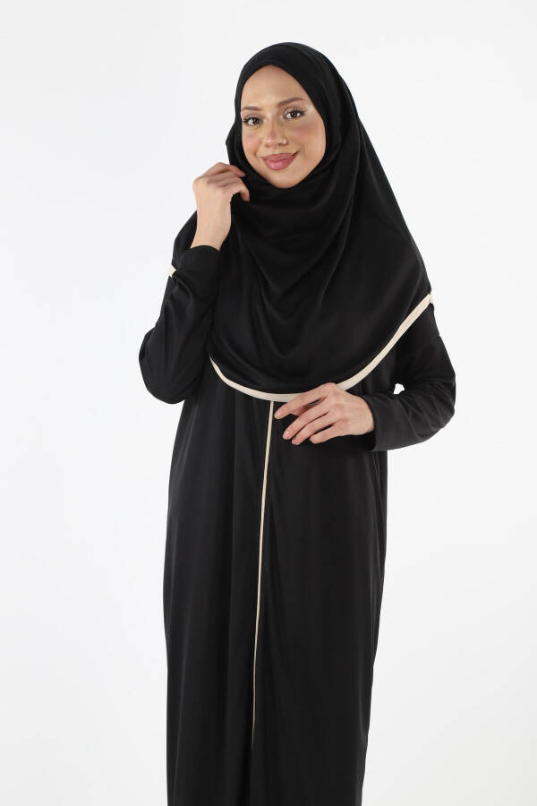 2199_ Headscarf Abaya Dress Prayer Outfit with Zipper - 3