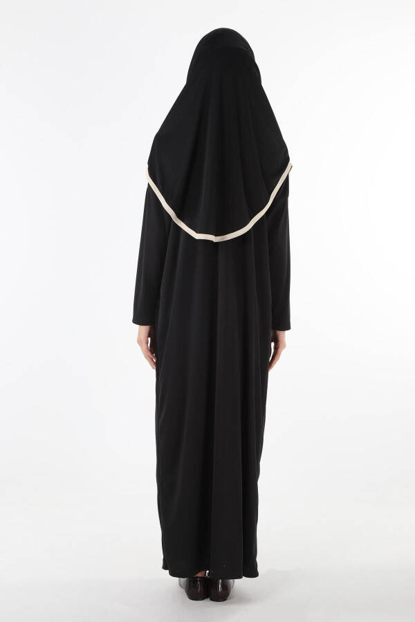 2199_ Headscarf Abaya Dress Prayer Outfit with Zipper - 4