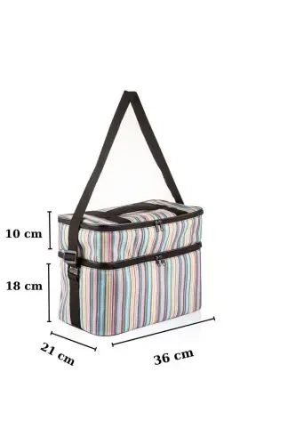 22 Lt Cooler Thermos Camping Picnic Hot and Cold Holding Shoulder Strap Insulated Thermal Bag Ice Box-STRIPE PATTERN - 4