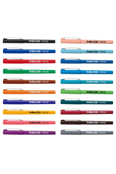 220 Fineliner Pen Set with Fine Tip, 0.2mm, 20 Colors - 1