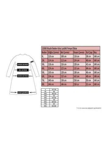 22008 Büyük Beden Kolu Lastikli Elbise - Vizon - BÜYÜKBEDENIZ (1)