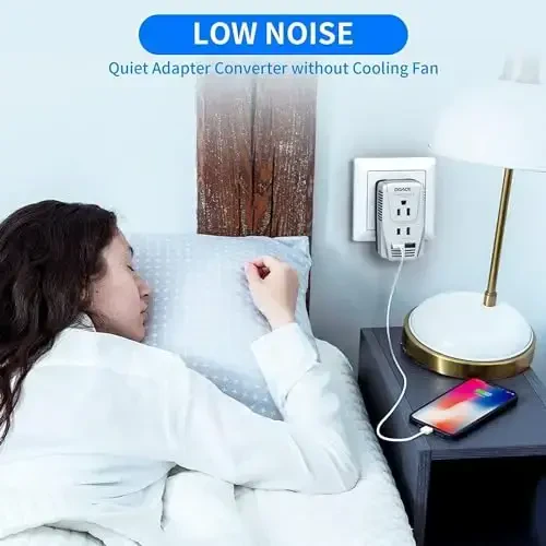 220V to 110V Converter, DOACE 2000W Travel Voltage Converter for Hair Dryer Straightener Curling Iron, 10A Power Adapter with 2 USB and EU/UK/AU/US Plugs for Charging Laptop Tablet Camera Cell Phone - 7