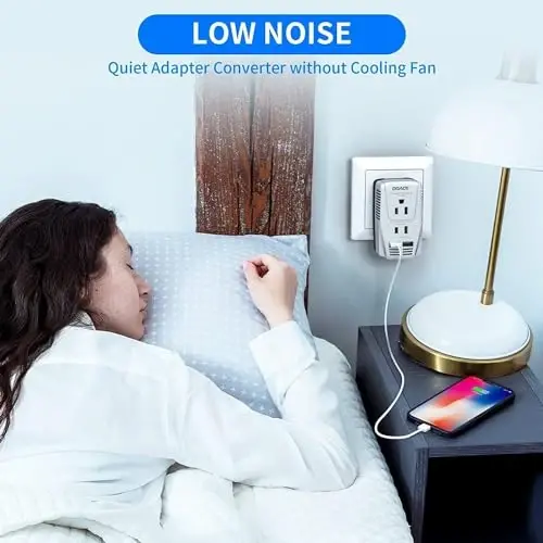 220V dan 110V gacha konvertor, DOACE 2000W sochlarini fen mashinasi tekislovchi kıvırma ütüğü uchun sayohat kuchlanish konvertori, noutbuk planshet kamera uyali telefonni zaryadlash uchun 2 USB va EU/UK/AU/US vilkalari bilan 10A quvvat adapteri - 7