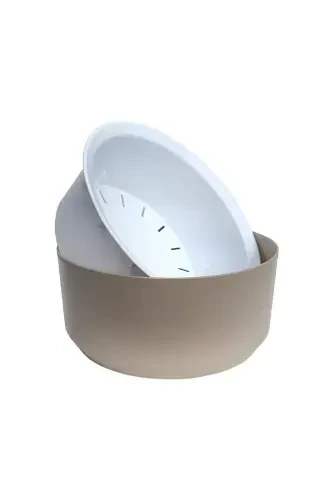 2.25 Litre 22cm Orbita Pot Footed Perforated Draining Plastic Succulent Violet Arrangement Pot-No3 BEIGE - 3